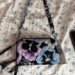 Vera bradley wallet crossbody floral blue and purple brand new with tags